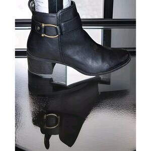 Anne Klein Ankle Boots Womens Size 7.5 Jeannie Black Vegan Booties Pixie Roper